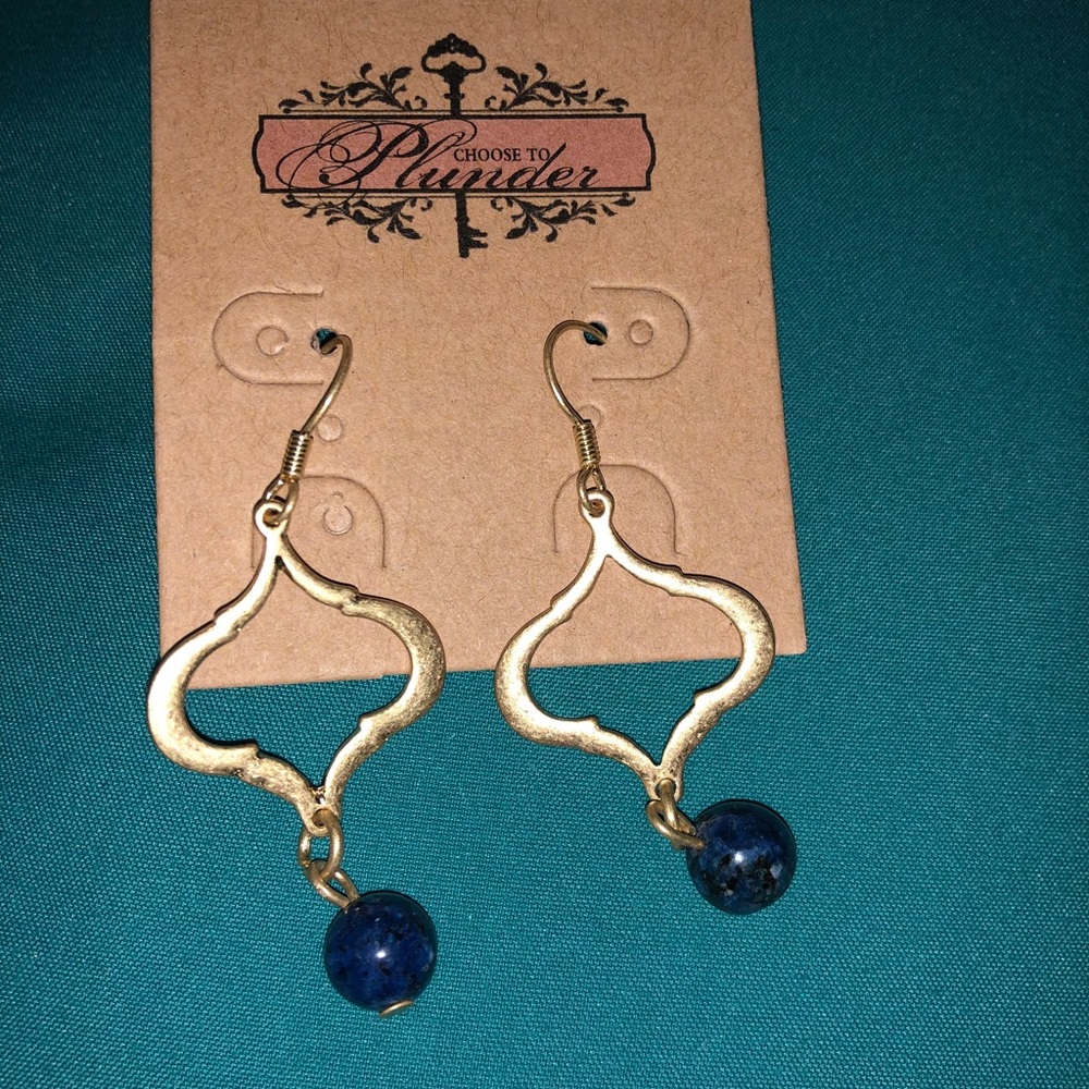 Gold & Navy dangle earrings